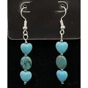 Turquoise Double Heart & Oval Bead Earrings by Neanie-Bot